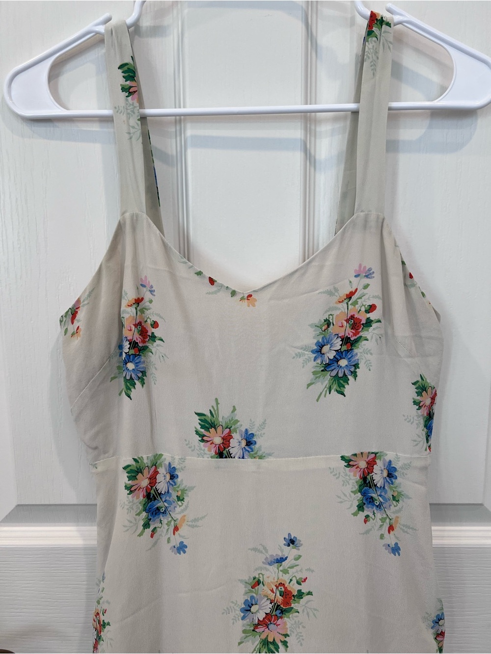 Madewell Silk Cream Maxi Dress with Blue, Pink & Green Floral Print